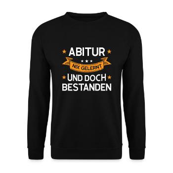 Abitur Abschluss Schulabschluss Geschenk - Unisex Pullover - Schwarz - Vorne - Alina (178cm) & Michal (187cm)