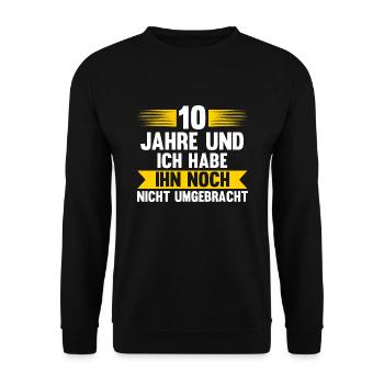 10 Jahre Ehe Ehefrau 10. Hochzeitstag Geschenk - Unisex Pullover - Schwarz - Vorne - Alina (178cm) & Michal (187cm)