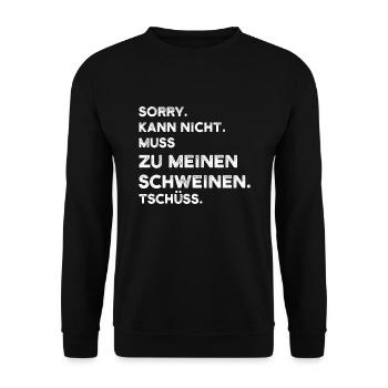 Schwein Bauer Schweinezüchter Geschenk - Unisex Pullover - Schwarz - Vorne - Alina (178cm) & Michal (187cm)