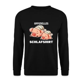 Schlafshirt Schwein Schlafanzug Geschenk - Unisex Pullover - Schwarz - Vorne - Alina (178cm) & Michal (187cm)