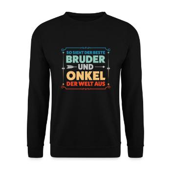 Bruder & Onkel Familie Onkel Geschenk - Unisex Pullover - Schwarz - Vorne - Alina (178cm) & Michal (187cm)