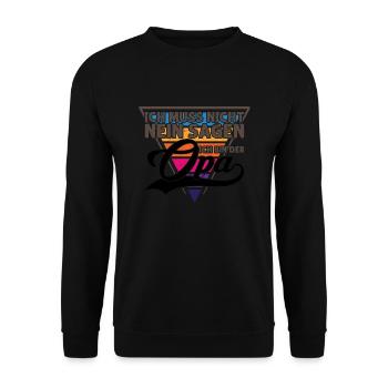 Grossmutter Oma Omas Geschenk - Unisex Pullover - Schwarz - Vorne - Alina (178cm) & Michal (187cm)