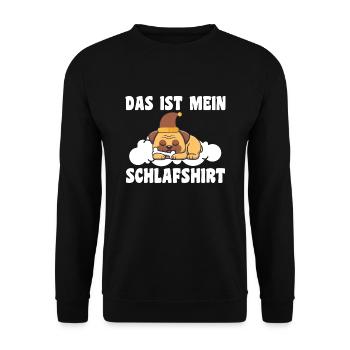 Schlafanzug Mops Mops-Liebhaber Geschenk - Unisex Pullover - Schwarz - Vorne - Alina (178cm) & Michal (187cm)