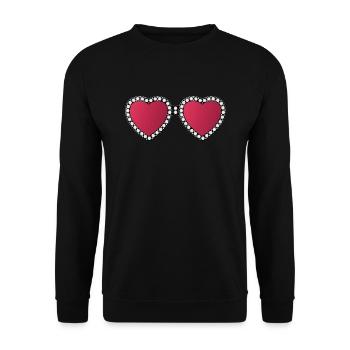 Brille Rosa Glitzer Sommer Sonnenbrille Geschenk - Unisex Pullover - Schwarz - Vorne - Alina (178cm) & Michal (187cm)