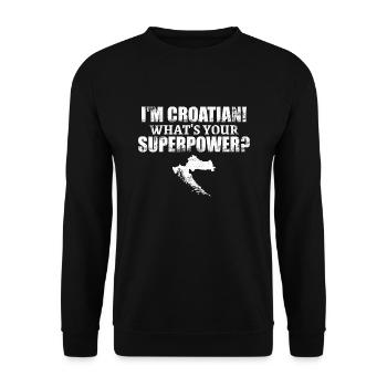 I'm Croatian What's Your Superpower Croatia Map - Unisex Sweatshirt - black - Front - Alina (178cm) & Michal (187cm)