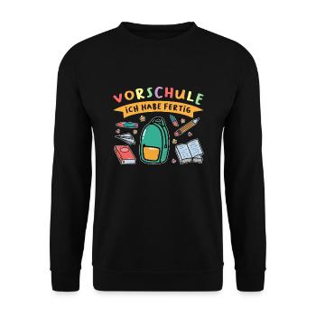 Vorschule Anfang Vorschulkinder Geschenk - Unisex Pullover - Schwarz - Vorne - Alina (178cm) & Michal (187cm)