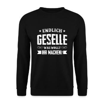 Geselle 2023 Geselle Geselle bestanden Geschenk - Unisex Pullover - Schwarz - Vorne - Alina (178cm) & Michal (187cm)