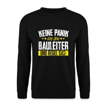 Bauleiter Bauaufsicht Bauleitung Geschenk - Unisex Pullover - Schwarz - Vorne - Alina (178cm) & Michal (187cm)
