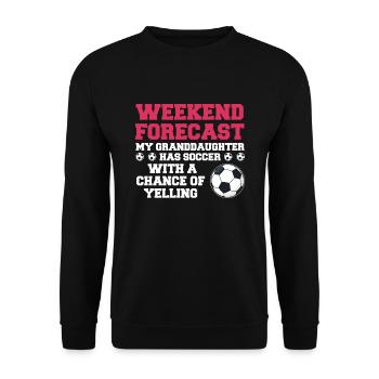 Fußball Oma Enkelin Fußball Oma Sport Geschenk - Unisex Pullover - Schwarz - Vorne - Alina (178cm) & Michal (187cm)