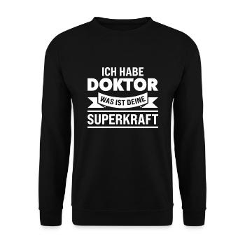 Doktor Prüfung Doktorhut Geschenk - Unisex Pullover - Schwarz - Vorne - Alina (178cm) & Michal (187cm)