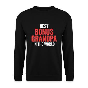 Stief-Opa Bonus-Opa Stief-Großvater Geschenk - Unisex Pullover - Schwarz - Vorne - Alina (178cm) & Michal (187cm)