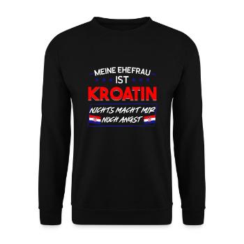 Kroatin Ehefrau Ehemann Geschenk - Unisex Pullover - Schwarz - Vorne - Alina (178cm) & Michal (187cm)