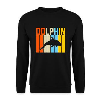 Delphin Retro-Design Delphin Geschenk - Unisex Pullover - Schwarz - Vorne - Alina (178cm) & Michal (187cm)