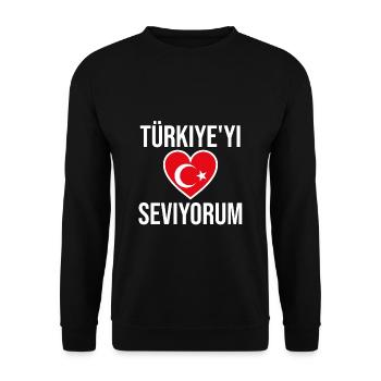 I love Turkey Türkiye'yi seviyorum love Turkey - Unisex Sweatshirt - black - Front - Alina (178cm) & Michal (187cm)