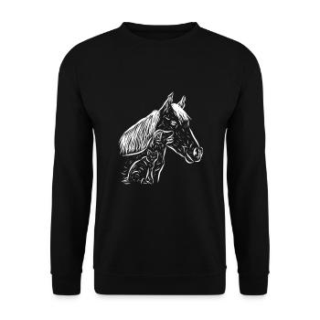 Cheval, chien et chat - Sweat-shirt Unisexe - noir - Devant - Alina (178cm) & Michal (187cm)