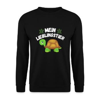 Lieblingstier Schildkröten Motiv Turtle Geschenk - Unisex Pullover - Schwarz - Vorne - Alina (178cm) & Michal (187cm)