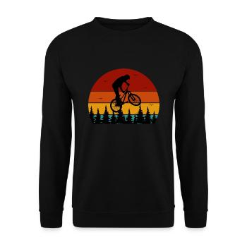 Mountainbike-Abfahrt - Unisex Pullover - Schwarz - Vorne - Alina (178cm) & Michal (187cm)