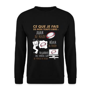 Rugby addiction humour rugby homme - Sweat-shirt Unisexe - noir - Devant - Alina (178cm) & Michal (187cm)