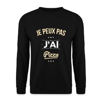 Je peux pas j'ai pizza - Cadeau humour - Sweat-shirt Unisexe - noir - Devant - Alina (178cm) & Michal (187cm)
