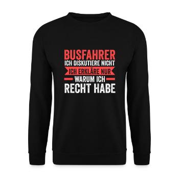 Busfahrer Job Bus Geschenk - Unisex Pullover - Schwarz - Vorne - Alina (178cm) & Michal (187cm)