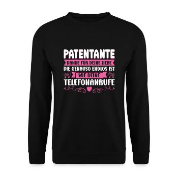 Patentante Taufe Taufpatin Geschenk - Unisex Pullover - Schwarz - Vorne - Alina (178cm) & Michal (187cm)