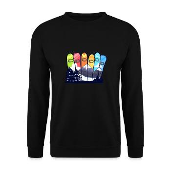 Snowboarden Bunte Snowboards Snowboarder - Unisex Pullover - Schwarz - Vorne - Alina (178cm) & Michal (187cm)