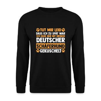 Hund Hundebesitzer Hund Schäferhund Geschenk - Unisex Pullover - Schwarz - Vorne - Alina (178cm) & Michal (187cm)