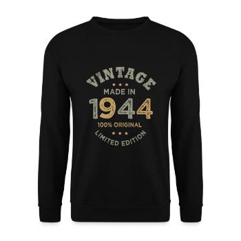Born in 1944 Vintage 1944 Birthday - Unisex Sweatshirt - black - Front - Alina (178cm) & Michal (187cm)