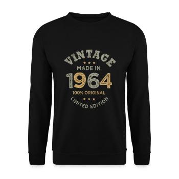 Born in 1964 Vintage 1964 Birthday - Unisex Sweatshirt - black - Front - Alina (178cm) & Michal (187cm)