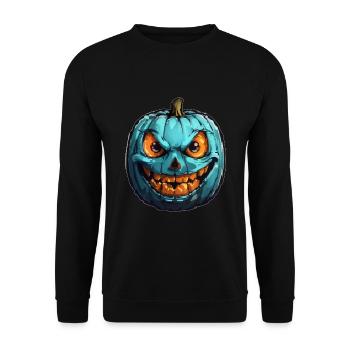 Halloween Kürbis - Unisex Pullover - Schwarz - Vorne - Alina (178cm) & Michal (187cm)
