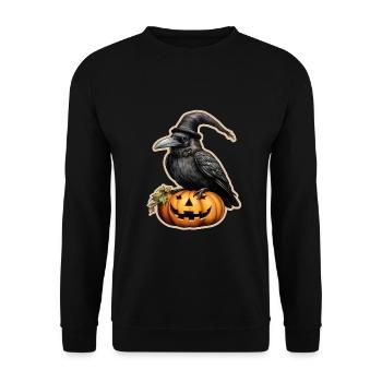 Halloween Rabe 3 - Unisex Pullover - Schwarz - Vorne - Alina (178cm) & Michal (187cm)