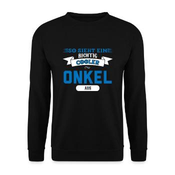Onkel Familie Neffe Geschenk - Unisex Pullover - Schwarz - Vorne - Alina (178cm) & Michal (187cm)