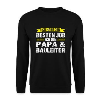 Papa Bauleiter Bauleitung Geschenk - Unisex Pullover - Schwarz - Vorne - Alina (178cm) & Michal (187cm)