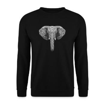 Elefant - Polygon Motiv - Geometrisch - Geschenk - Unisex Pullover - Schwarz - Vorne - Alina (178cm) & Michal (187cm)
