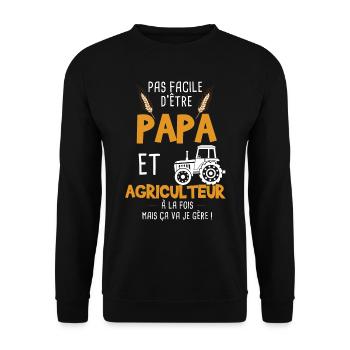 Agriculteur - Agriculture - Fermier - Papa - Sweat-shirt Unisexe - noir - Devant - Alina (178cm) & Michal (187cm)
