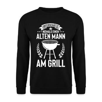 Männer BBQ & Grill Fleisch Grillen Geschenk - Unisex Pullover - Schwarz - Vorne - Alina (178cm) & Michal (187cm)