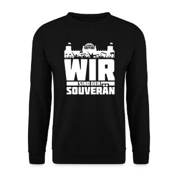 Wir sind der Souverän - Unisex Pullover - Schwarz - Vorne - Alina (178cm) & Michal (187cm)