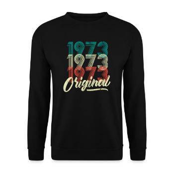 1973 Chemise de 50e anniversaire de style rétro - Sweat-shirt Unisexe - noir - Devant - Alina (178cm) & Michal (187cm)