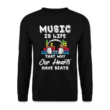 La musique, c’est la vie - Sweat-shirt Unisexe - noir - Devant - Alina (178cm) & Michal (187cm)