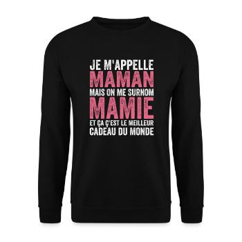 Je M'appelle Maman Mais On Me Surnom Mamie Drôles - Sweat-shirt Unisexe - noir - Devant - Alina (178cm) & Michal (187cm)