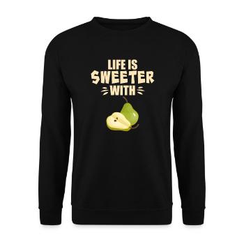 Life Is Sweeter With Pear - Unisex Sweatshirt - black - Front - Alina (178cm) & Michal (187cm)