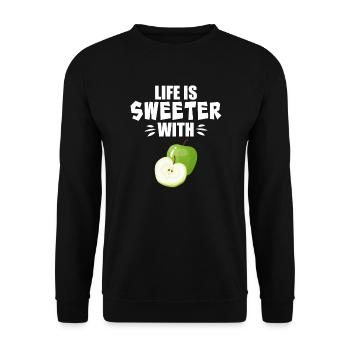 Life Is Sweeter With Apple - Unisex Sweatshirt - black - Front - Alina (178cm) & Michal (187cm)