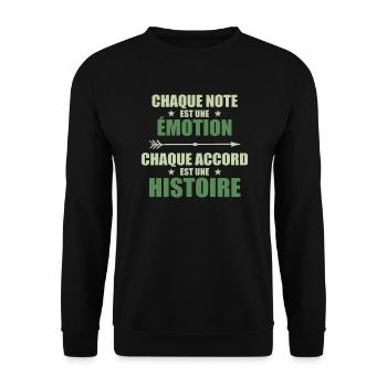 Univers musical: note = Émotion, accord = Histoire - Sweat-shirt Unisexe - noir - Devant - Alina (178cm) & Michal (187cm)