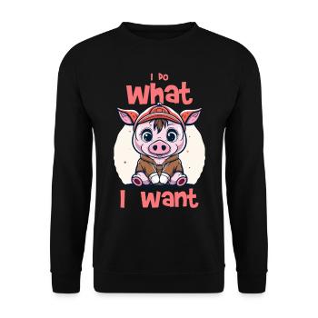 I do what I want - pig - Unisex Sweatshirt - black - Front - Alina (178cm) & Michal (187cm)