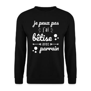 I Can't I Messed Up With Godfather Humor Gift - Unisex Sweatshirt - black - Front - Alina (178cm) & Michal (187cm)