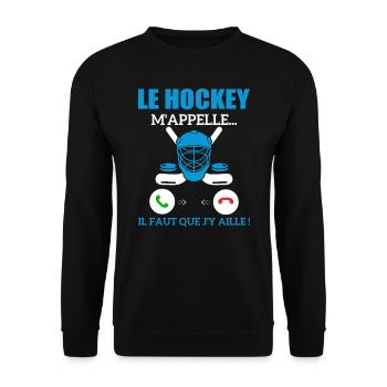 le hockey m'appelle...il faut que j'y aille ! - Sweat-shirt Unisexe - noir - Devant - Alina (178cm) & Michal (187cm)
