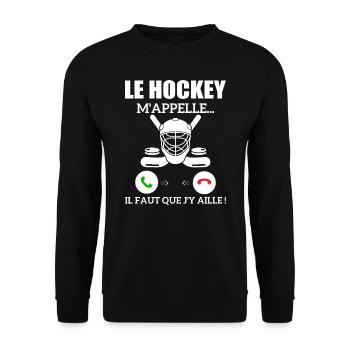 le hockey m'appelle...il faut que j'y aille ! - Sweat-shirt Unisexe - noir - Devant - Alina (178cm) & Michal (187cm)