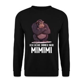 Gorille Singe Singe Gorilles J’entends Mimimi - Sweat-shirt Unisexe - noir - Devant - Alina (178cm) & Michal (187cm)