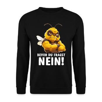 Biene Bienen Honigbienen Bevor du fragst Nein - Unisex Pullover - Schwarz - Vorne - Alina (178cm) & Michal (187cm)