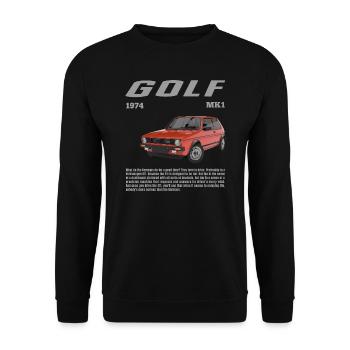 Volkswagen VW Golf GTI M1 Rouge Avec Lettrage - Sweat-shirt Unisexe - noir - Devant - Alina (178cm) & Michal (187cm)